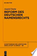 Reform des deutschen Namensrechts /