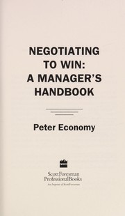 Negotiating to win : a manager's handbook /