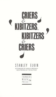 Criers & kibitzers, kibitzers & criers /