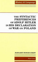 The syntactic preferences of Adolf Hitler in his declaration of war on Poland /