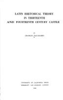 Latin rhetorical theory in thirteenth and fourteenth century Castile.