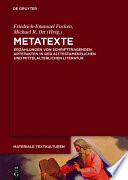Metatexte : Erzählungen von schrifttragenden Artefakten in der alttestamentlichen und mittelalterlichen Literatur.