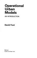 Operational urban models : an introduction /