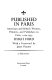 Published in Paris : American and British writers, printers, and publishers in Paris, 1920-1939 /