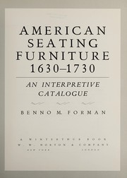 American seating furniture, 1630-1730 : an interpretive catalogue /