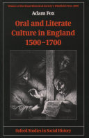 Oral and literate culture in England, 1500-1700 /