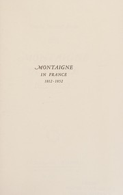 Montaigne in France, 1812-1852 /