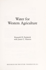 Water for western agriculture /