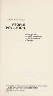People pollution : sociologic and ecologic viewpoints on the prevalence of people /