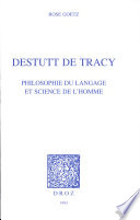 Destutt de Tracy : philosophie du langage et science de l'homme /