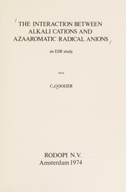 The interaction between alkali cations and azaaromatic radical anions ; an ESR study /