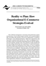 Reality vs plan : how organizational e-commerce strategies evolved /