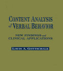 Content analysis of verbal behavior : new findings and clinical applications /