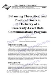 Balancing theoretical and practical goals in the delivery of a university-level data communications program /