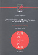 Japanese, Chinese, and Korean surnames and how to read them : 125,947 Japanese, 594 Chinese, and 259 Korean surnames written with Kanji as they appear in Japanese texts /