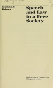 Speech and law in a free society /