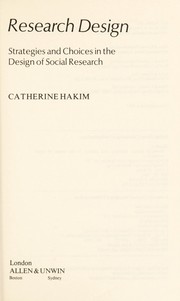 Research design : strategies and choices in the design of social research /