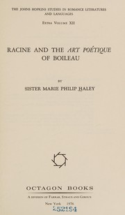 Racine and the Art poetique of Boileau /