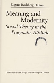 Meaning and modernity : social theory in the pragmatic attitude /