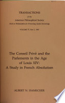 The conseil privé and the parlements in the age of Louis XIV : a study in French absolutism /