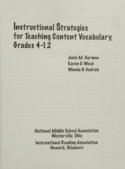 Instructional strategies for teaching content vocabulary, grades 4-12 /