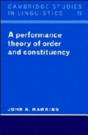 A performance theory of order and constituency /