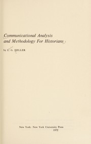 Communicational analysis and methodology for historians /