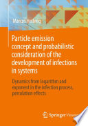 Particle emission concept and probabilistic consideration of the development of infections in systems : Dynamics from logarithm and exponent in the infection process, percolation effects /