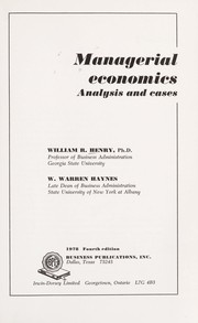 Managerial economics : analysis and cases /