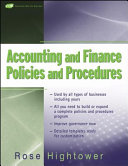 Accounting and finance policies and procedures /