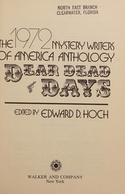 Dear dead days ; the 1972 Mystery Writers of America anthology /