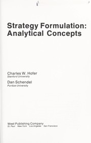 Strategy formulation : analytical concepts /