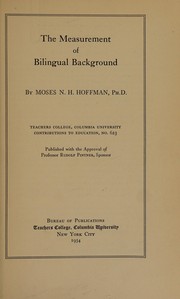 The measurement of bilingual background /