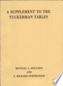 A supplement to the Tuckerman tables /