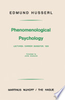 Phenomenological Psychology : Lectures, Summer Semester, 1925 /