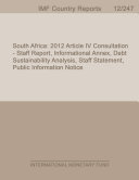 SOUTH AFRICA : 2012 article iv consultationstaff report, informational annex, debt sustainability analysis, staff statement, ...