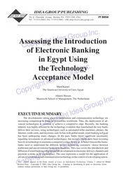 Assessing the introduction of electronic banking in Egypt using the technology acceptance model /