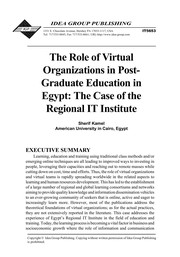 The role of virtual organizations in post-graduate education in Egypt : the case of the regional IT institute /