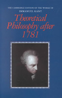 Theoretical philosophy after 1781 /