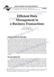 Efficient data management in e-business transactions /