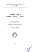 Telluride ores of Boulder County, Colorado /