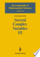 Several Complex Variables III : Geometric Function Theory /