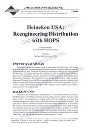 Heineken USA : reengineering distribution with HOPS /