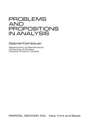 Problems and propositions in analysis /