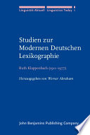 Studien zur modernen deutschen Lexikographie : Auswahl aus den lexikographischen Arbeiten /