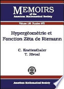 Hypergéométrie et fonction zêta de Riemann /