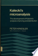 Kalecki's microanalysis : the development of Kalecki's analysis of pricing and distribution /