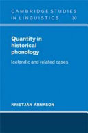 Quantity in historical phonology : Icelandic and related cases /