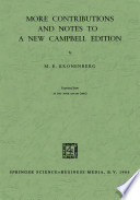 More contributions and notes to a new Campbell edition /