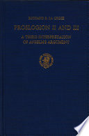 Proslogion II [as printed] and III [i.e. three]. : A third interpretation of Anselm's argument /